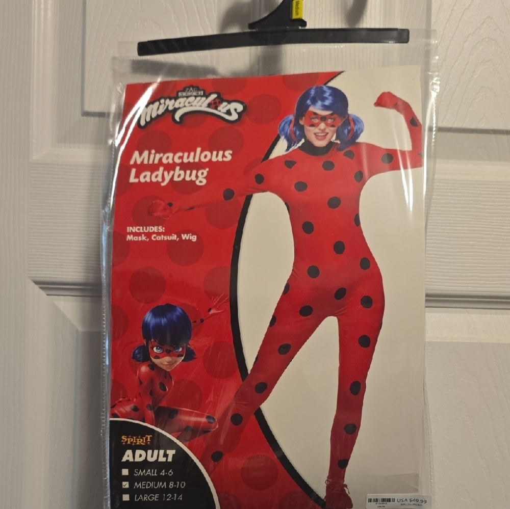 Spirit Halloween - Miraculous Ladybug Red and Blue Costume with Black Spots